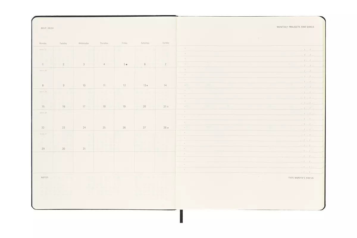 Een Moleskine 12M 2024 Weekly Vertical PRO Planner Hardcover XL Black koop je bij Moleskine.nl