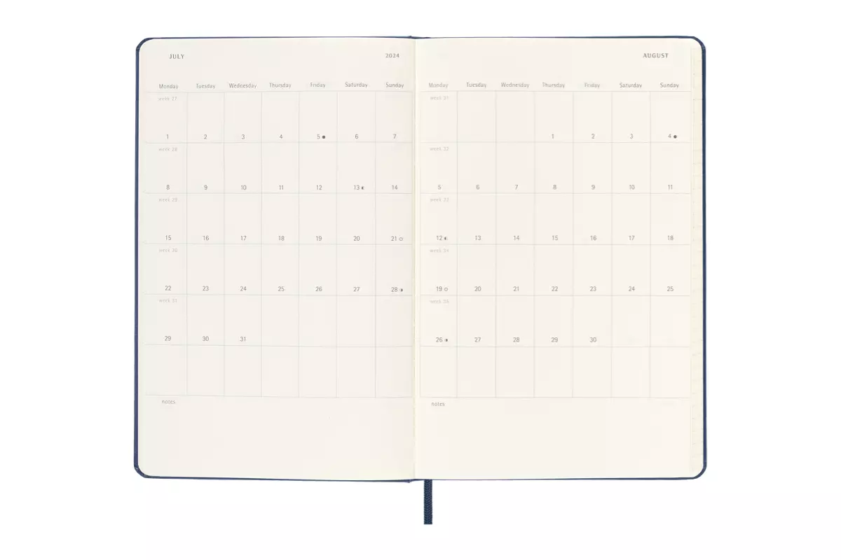 Een Moleskine 2024 12M Weekly Hardcover Large Sapphire Blue koop je bij Moleskine.nl