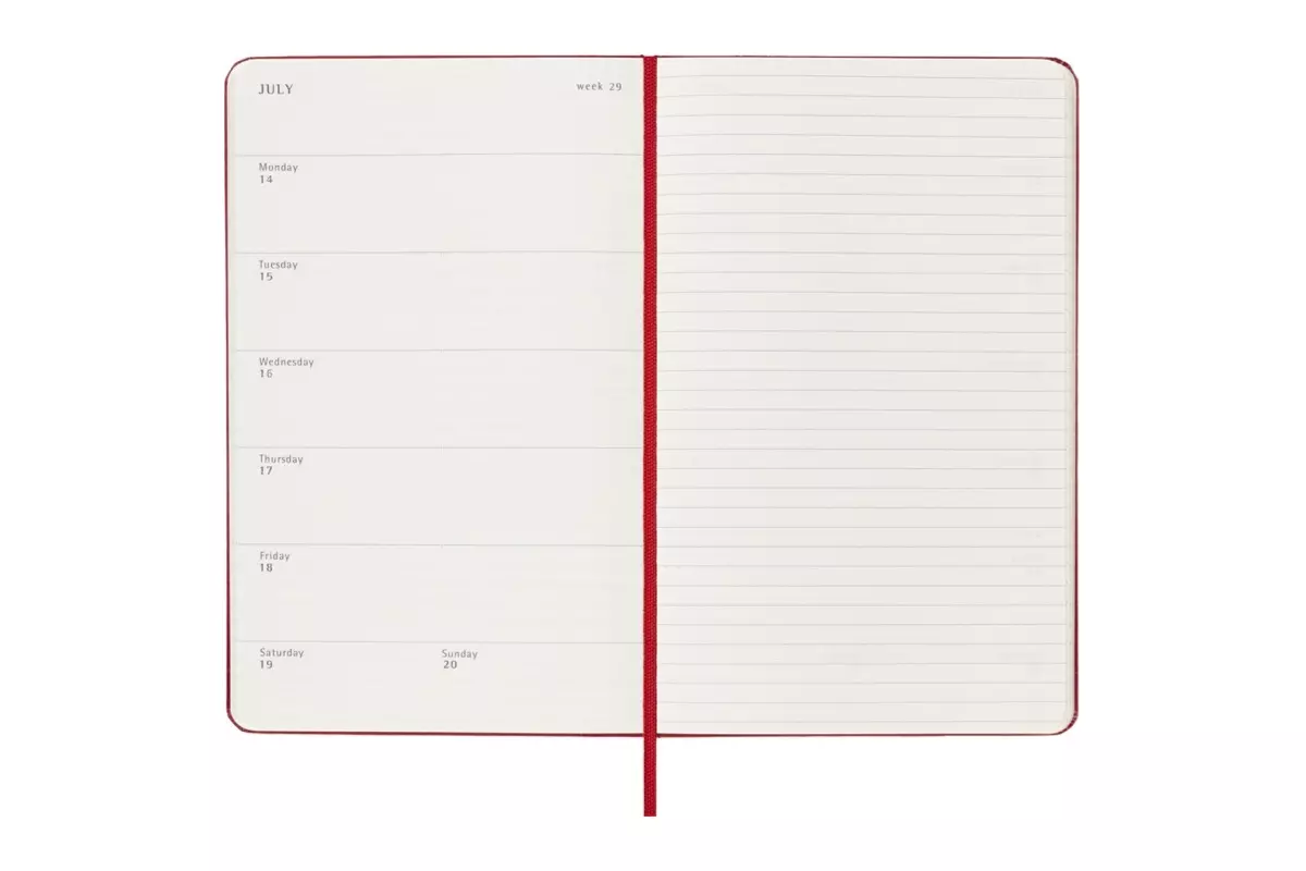 Een Moleskine 2024/2025 18M Weekly Hardcover Large Scarlet Red koop je bij Moleskine.nl