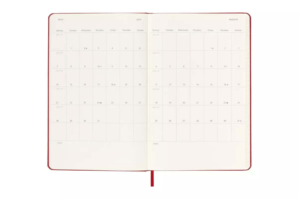 Een Moleskine 2024/2025 18M Weekly Hardcover Large Scarlet Red koop je bij Moleskine.nl