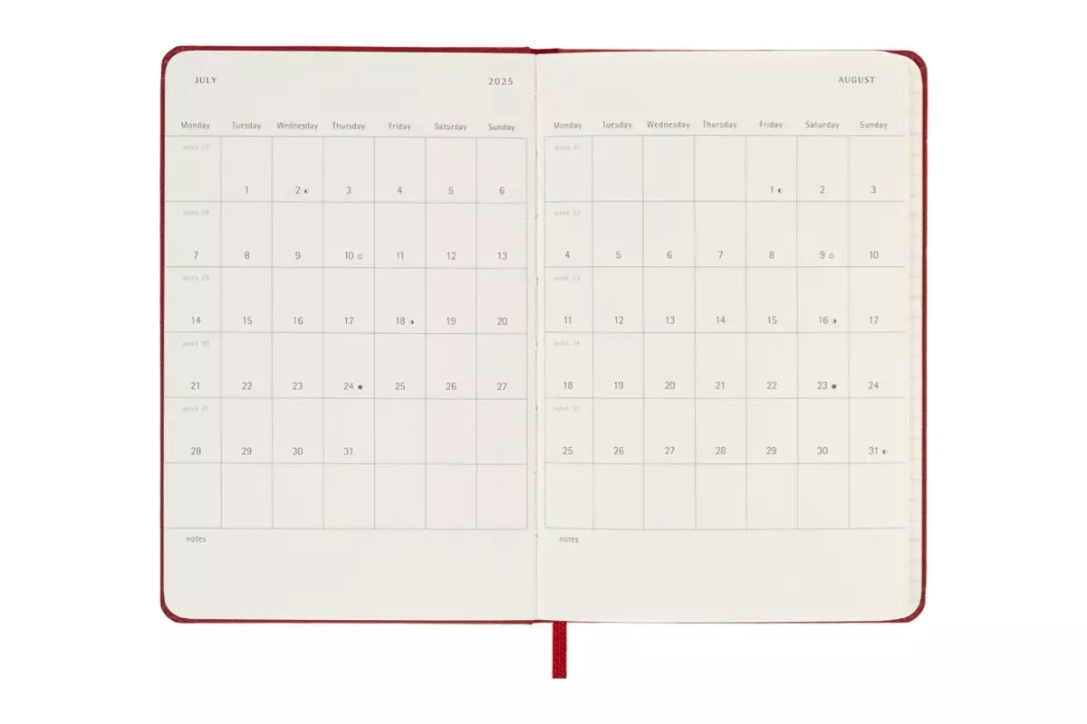 Een Moleskine 2024/2025 18M Weekly Hardcover Pocket Scarlet Red koop je bij Moleskine.nl