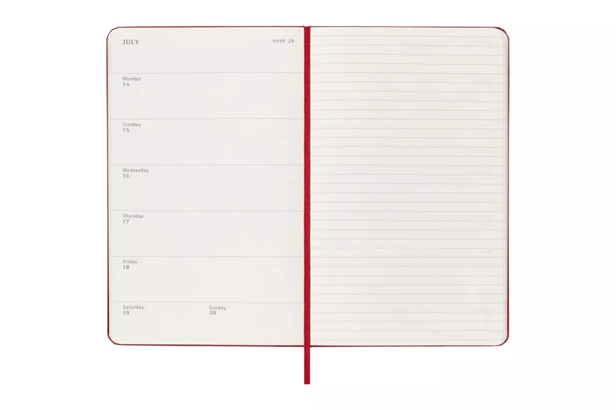 Een Moleskine 2025 12M Weekly Hardcover Large Scarlet Red koop je bij Moleskine.nl