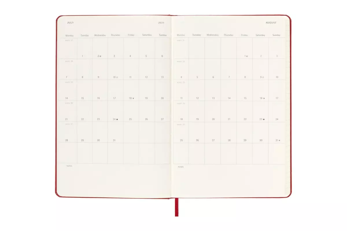 Een Moleskine 2025 12M Weekly Hardcover Large Scarlet Red koop je bij Moleskine.nl